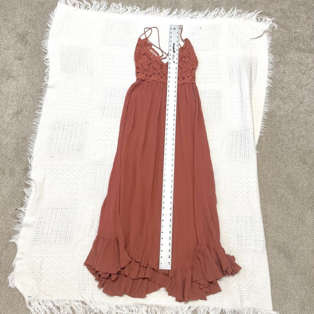 Free People One medium Adella crochet lace maxi slip dress D2 3101 - Picture 8 of 10
